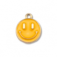 Anh&auml;nger Metall Enamel Smiley Gold-light orange