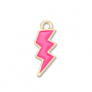Anh&auml;nger Metall Enamel Lightning Gold-fuchsia pink