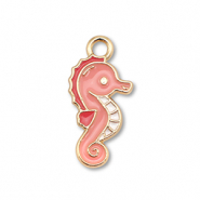 Anh&auml;nger Metall Enamel Seahorse Gold-peach pink