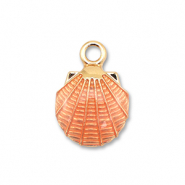 Anh&auml;nger Metall Enamel Shell Gold-peach pink