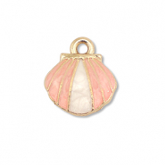 Anh&auml;nger Metall Enamel Shell Gold-light pink-white