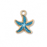 Anh&auml;nger Metall Enamel Starfish Gold-blue