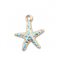 Anh&auml;nger Metall Enamel Starfish Gold-light blue