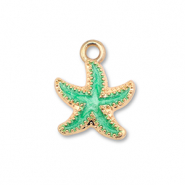 Anh&auml;nger Metall Enamel Starfish Gold-ocean green