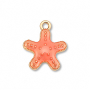 Anh&auml;nger Metall Enamel Starfish Gold-coral red