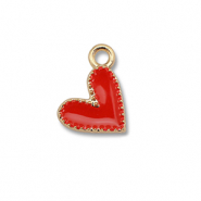 Anh&auml;nger Metall Enamel Heart Gold-red