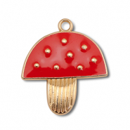 Anh&auml;nger Metall Enamel Mushroom Gold-red-white
