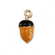 Anh&auml;nger Metall Enamel Acorn Gold-brown-black