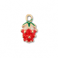 Anh&auml;nger Metall Enamel Strawberry Gold-red-green