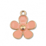 Anh&auml;nger Metall Enamel Flower Gold-peach pink
