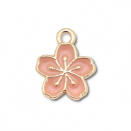 Anh&auml;nger Metall Enamel Flower Gold-vintage pink