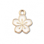 Anh&auml;nger Metall Enamel Flower Gold-white