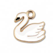 Anh&auml;nger Metall Enamel Swan Gold-white