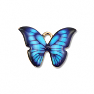 Anh&auml;nger Metall Enamel Butterfly Gold-blue-black
