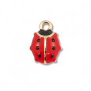Anh&auml;nger Metall Enamel Ladybug Gold-red-black