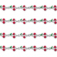 Zubeh&ouml;r aus Stainless Steel - Rostfreiem Stahl Gliederkette Cherries Silver-red-green