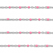 Zubeh&ouml;r aus Stainless Steel - Rostfreiem Stahl Gliederkette 1mm Silver-pink