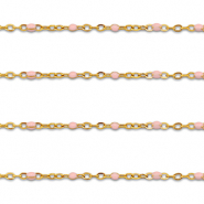 Zubeh&ouml;r aus Stainless Steel - Rostfreiem Stahl Gliederkette 1mm Gold-light pink
