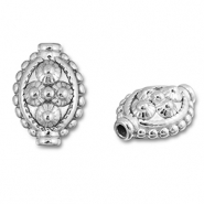 Perlen aus Stainless Steel - Rostfreiem Stahl Oval with Dots Silver