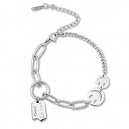 Stainless Steel - Rostfrei Stahl Armb&auml;nder Smiley Silver