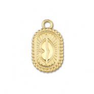 Anh&auml;nger aus Stainless Steel - Rostfreiem Stahl Oval with Kiss Gold