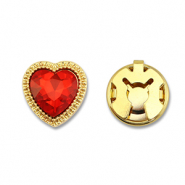 Eco-brass&reg; nachhaltiges Messing Knopfabdeckung Heart Gold-red