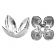 Zubeh&ouml;r aus Stainless Steel - Rostfreiem Stahl Perlenkappe Flower Silver