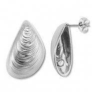 Zubeh&ouml;r aus Stainless Steel - Rostfreiem Stahl Ohrringe / Ohrstecker Mussel with Loop Silver