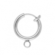 Zubeh&ouml;r aus Stainless Steel - Rostfreiem Stahl Clip-Creolen mit &Ouml;se 14mm Silver
