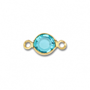 Zubeh&ouml;r aus Stainless Steel - Rostfreiem Stahl Connector Round Gold-aquamarine blue