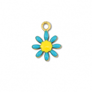 Anh&auml;nger aus Stainless Steel - Rostfreiem Stahl Flower Gold-blue-yellow