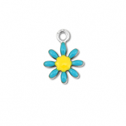 Anh&auml;nger aus Stainless Steel - Rostfreiem Stahl Flower Silver-blue-yellow