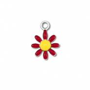 Anh&auml;nger aus Stainless Steel - Rostfreiem Stahl Flower Silver-dark red-yellow