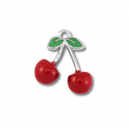 Anh&auml;nger aus Stainless Steel - Rostfreiem Stahl Cherries Silver-red-green