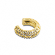 Stainless Steel - Rostfrei Stahl Ohrringe Ear Cuff mit Zirkonia Gold-crystal