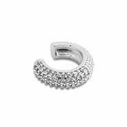 Stainless Steel - Rostfrei Stahl Ohrringe Ear Cuff mit Zirkonia Silver-crystal