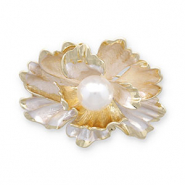 Broschen Flower with Pearl Gold-white