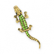 Broschen Crocodile Gold-green-black