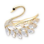 Broschen Swan Gold-transparent-black