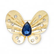 Broschen Butterfly Gold-dark blue-transparent