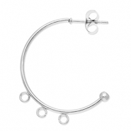 Zubeh&ouml;r aus Stainless Steel - Rostfreiem Stahl Ohrringe Creolen with 3 Loops Silver