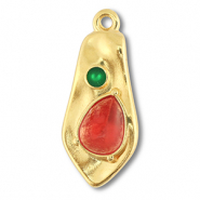 Anh&auml;nger Metall DQ Irregular Gold (Nickelfrei)-red-green