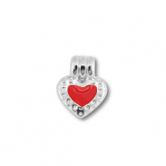 Anh&auml;nger Metall DQ Heart Antik silber (Nickelfrei)-red