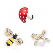 Anstecker Bee / Bow / Mushroom Gold-yellow-black-red
