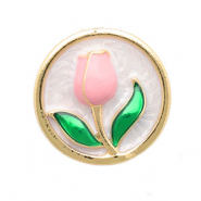 Anstecker Tulip Gold-light pink-green-white