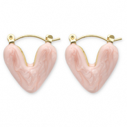 Stainless Steel - Rostfrei Stahl Ohrringe Creolen Heart Gold-peach pink