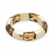 Armb&auml;nder aus Resin with Leopard Print Gold-transparent light amber brown-black