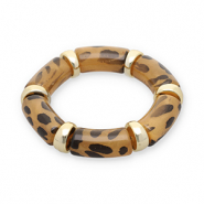Armb&auml;nder aus Resin with Leopard Print Gold-transparent light amber brown-black