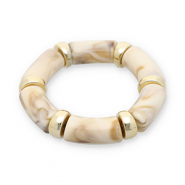 Armb&auml;nder aus Resin Gold-off white-beige