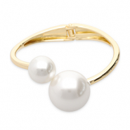 Metallarmb&auml;nder with Imitation Pearls Gold-white
